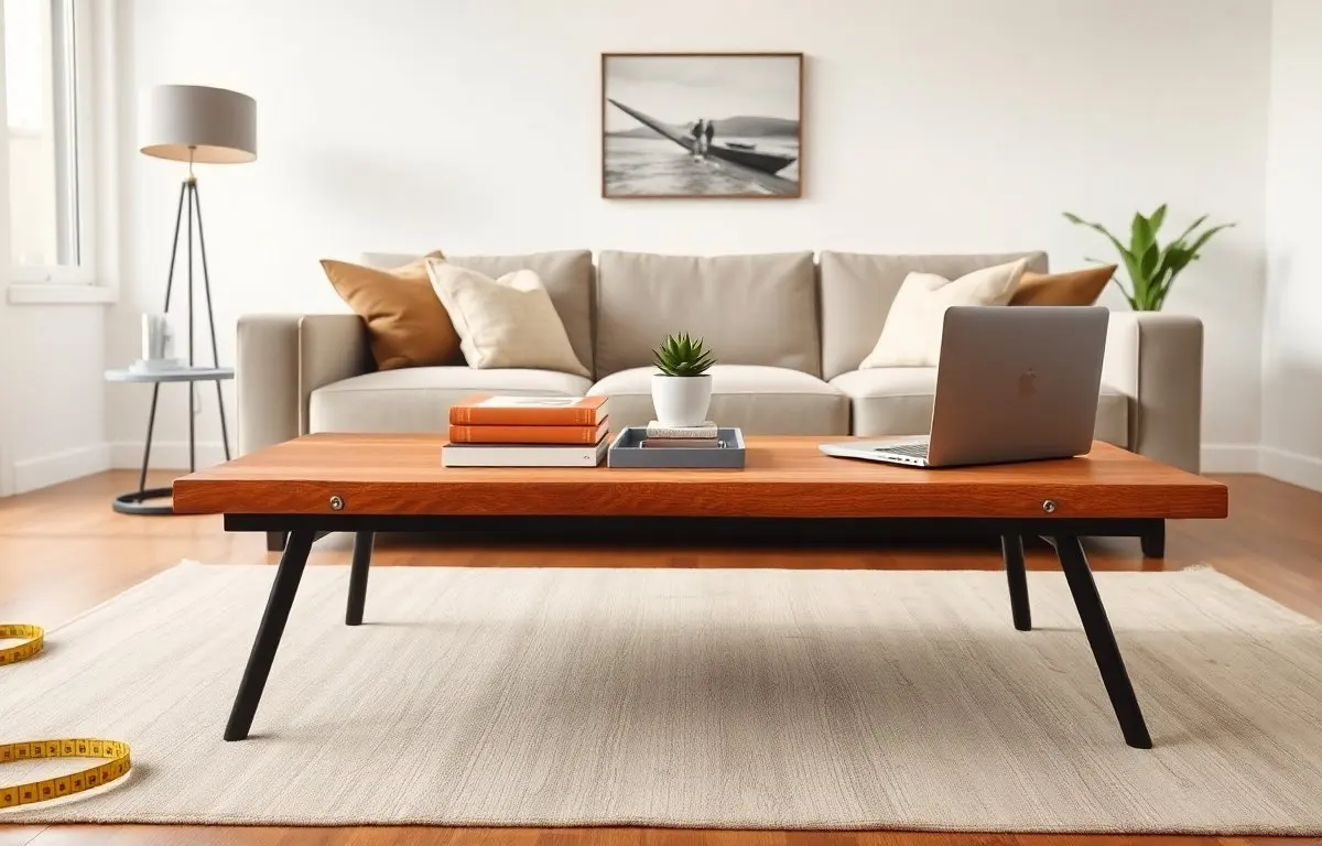 wood and metal coffee table