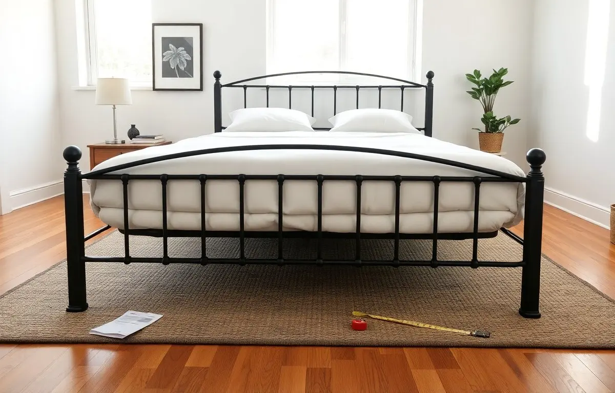 iron bed frame queen