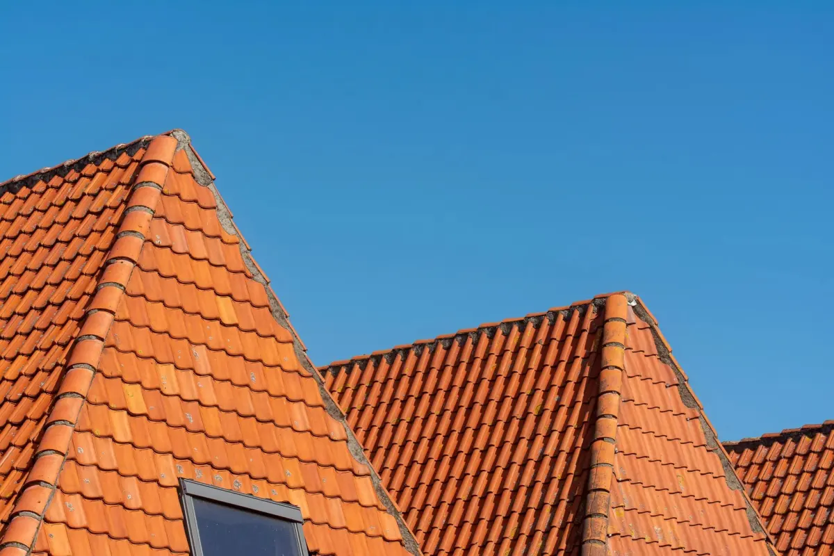 Clay roof tiles on a house, representing roofing material choices